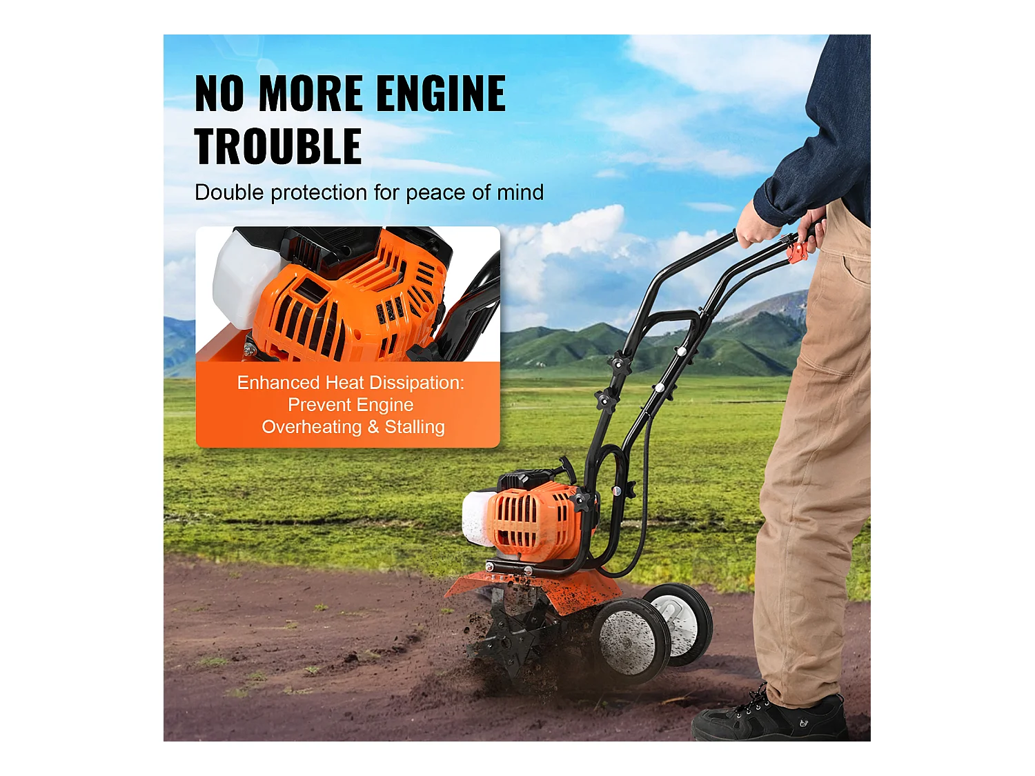 Motoculteur à Essence SucceBuy 43CC pour Pelouse et Jardin