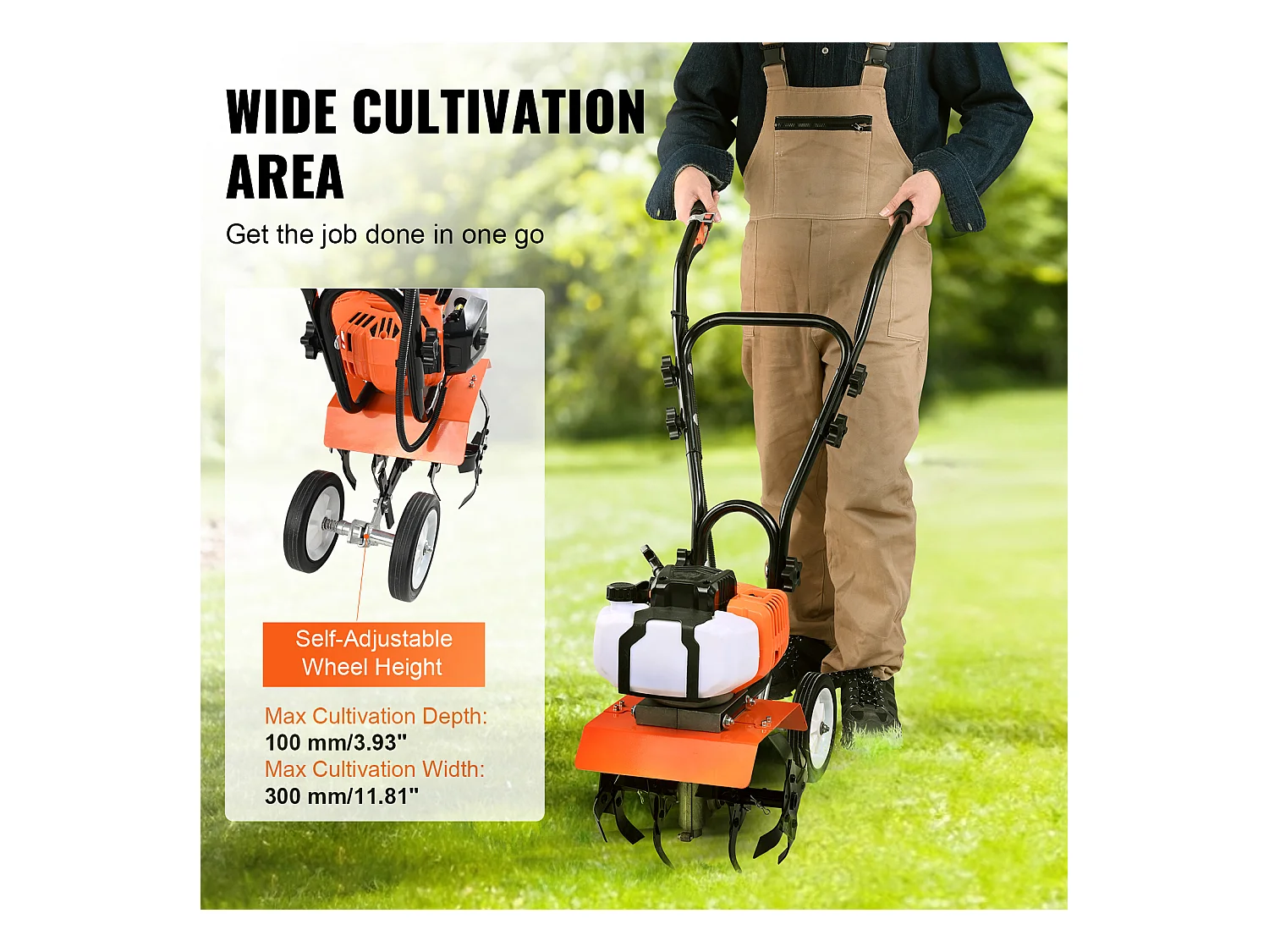 Motoculteur à Essence SucceBuy 43CC pour Pelouse et Jardin