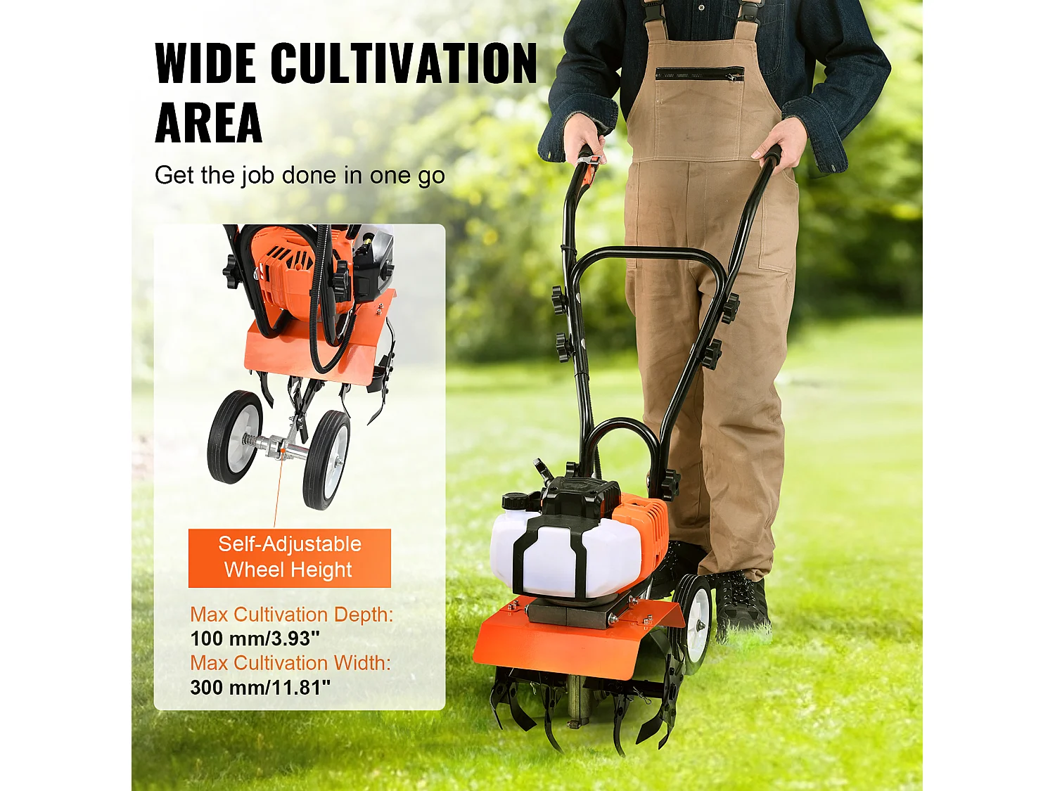 Motoculteur à Essence SucceBuy 43CC pour Pelouse et Jardin