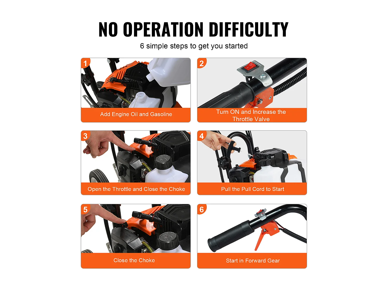 Motoculteur à Essence SucceBuy 43CC pour Pelouse et Jardin