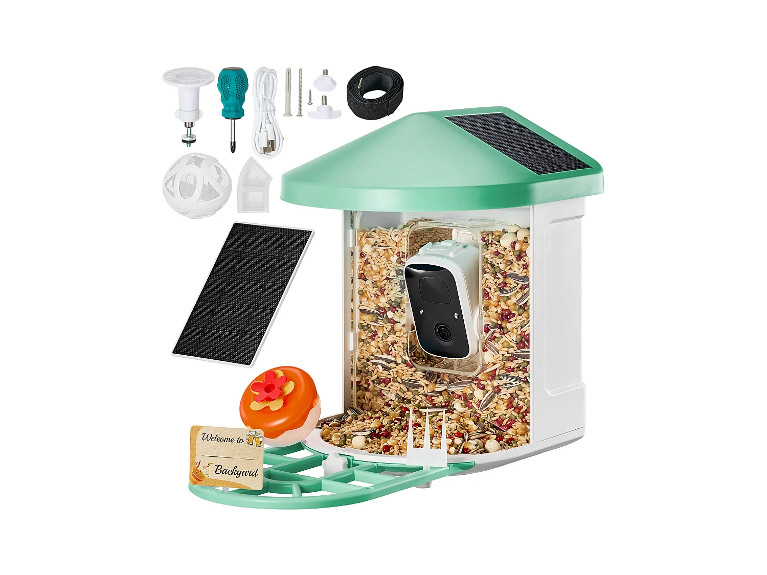 Mangeoire à Oiseaux SucceBuy Intelligente, Caméra, IA plus de 10 000 Espèces, Solaire