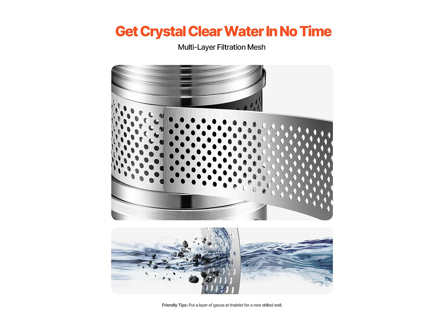 Pompe pour Puits Profonds SucceBuy, 550 W, 64 m, 65 l/min, en Acier Inoxydable