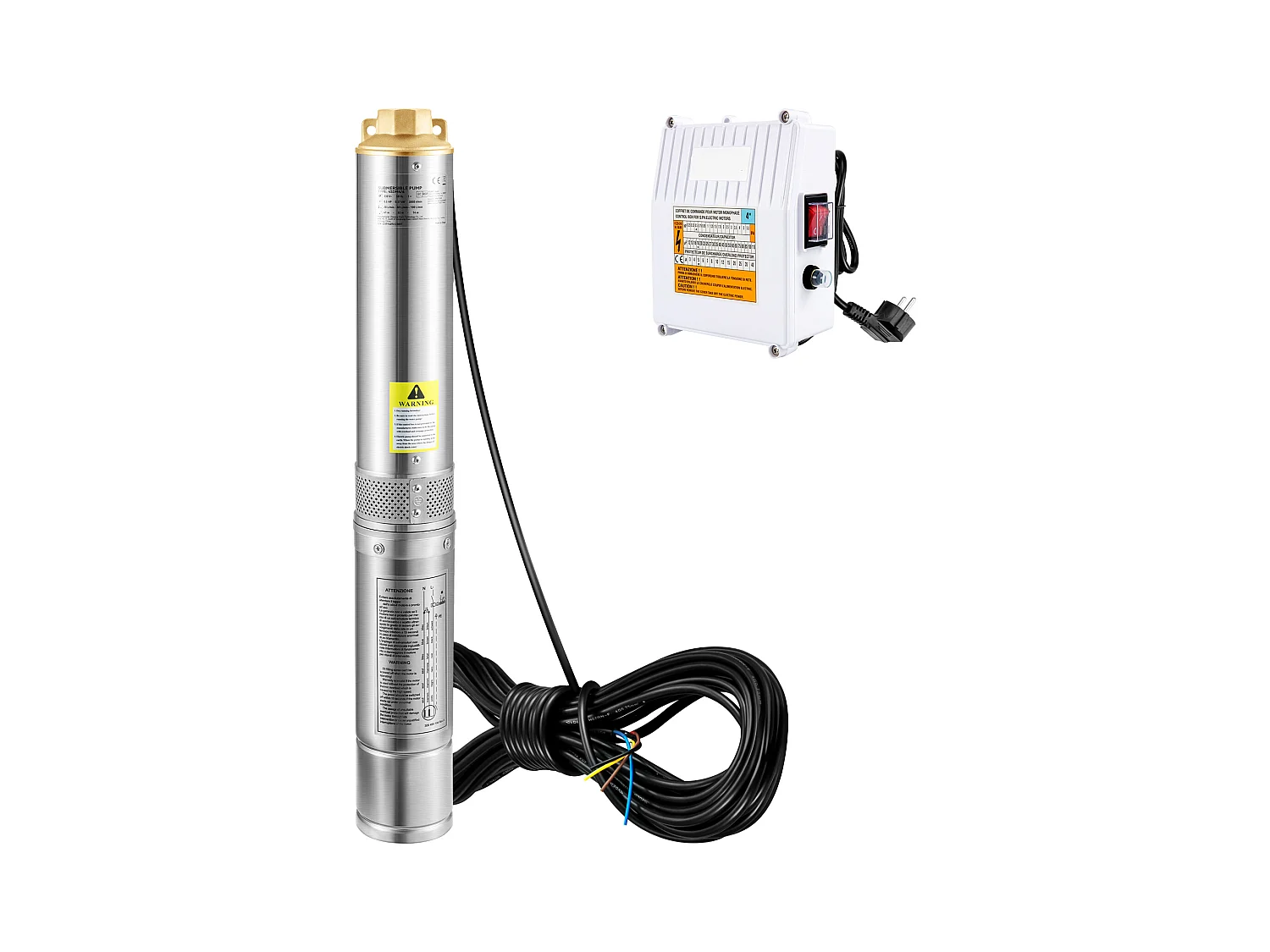 Pompa Sommersa per Pozzi Profondi SucceBuy, 1100W, in Acciaio Inossidabile, 190L/min, 57 m