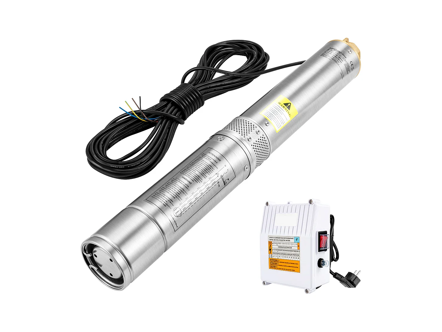 Pompa Sommersa per Pozzi Profondi SucceBuy, 1100W, in Acciaio Inossidabile, 190L/min, 57 m