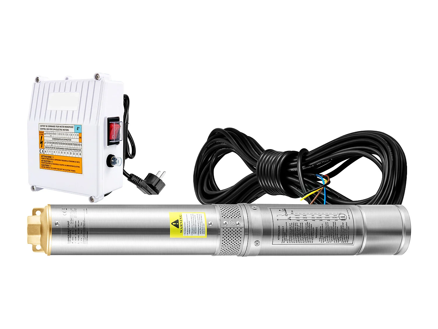 Pompa Sommersa per Pozzi Profondi SucceBuy, 1100W, in Acciaio Inossidabile, 190L/min, 57 m