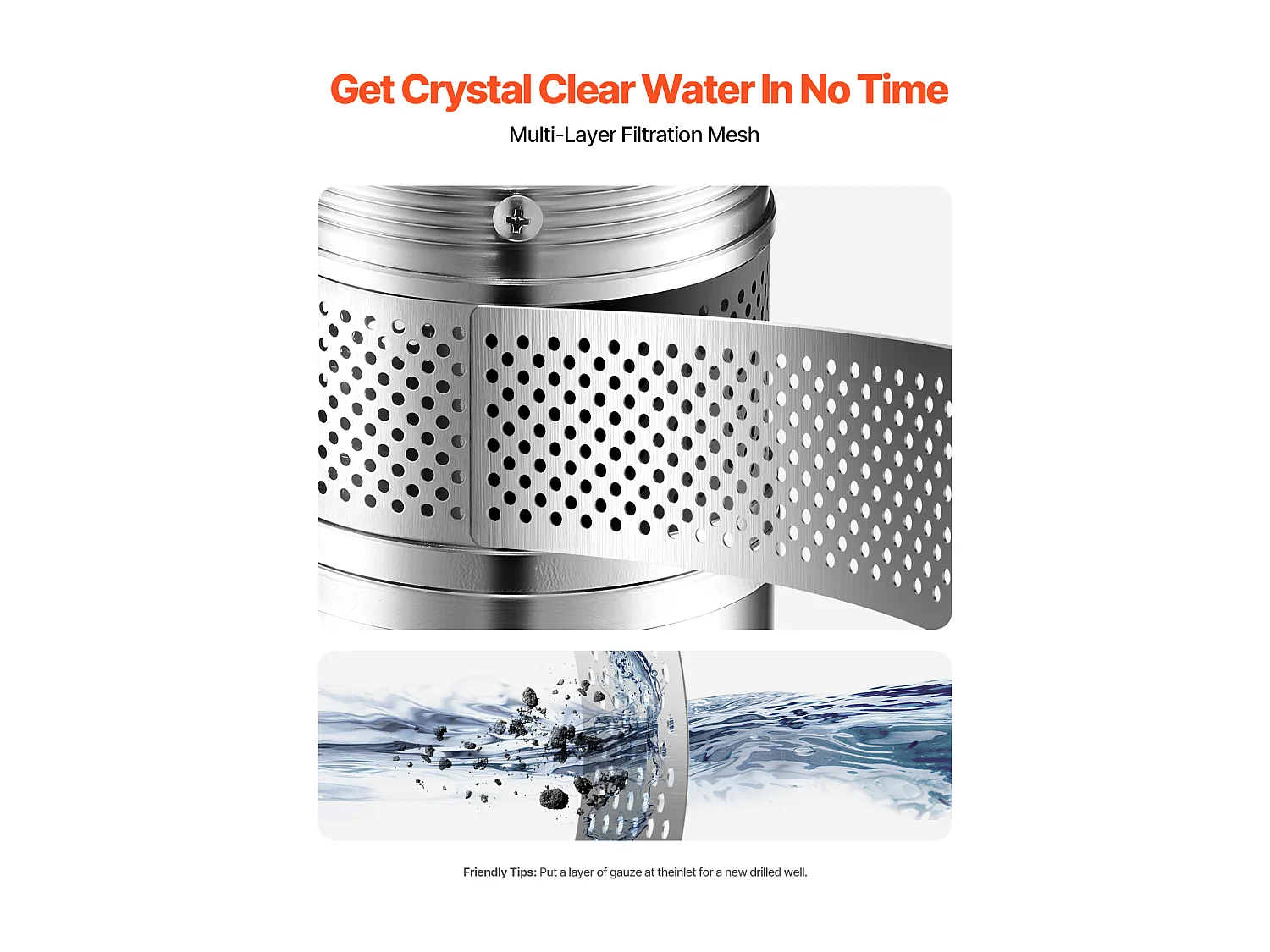 Pompe pour Puits Profonds SucceBuy, 550 W, Puissance de Sortie, 85 m, Hauteur Manométrique 65 L/min, Acier Inoxydable