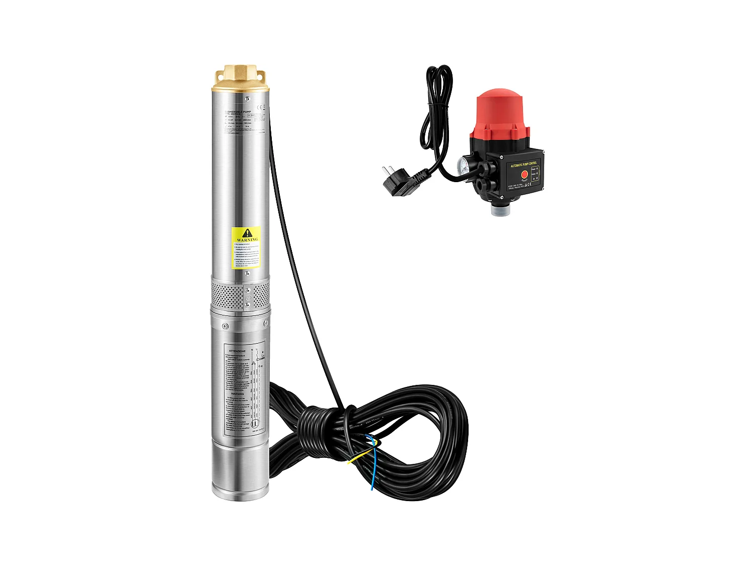 Pompe Submersible pour Forages Profonds SucceBuy, Acier Inoxydable, 750 W, 105 L/min, pour la Maison et l’Irrigation Industrielle