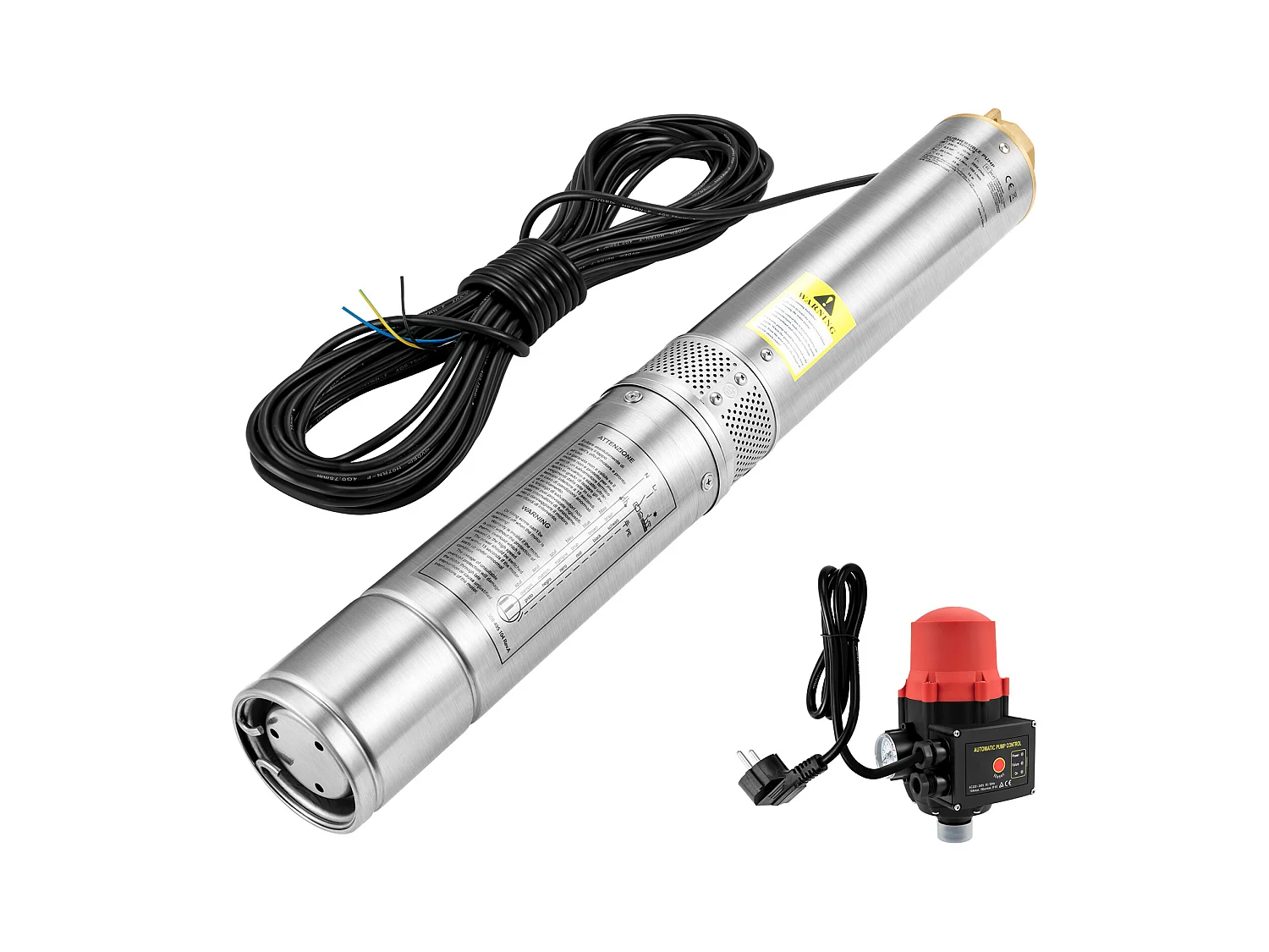 Pompe Submersible pour Forages Profonds SucceBuy, Acier Inoxydable, 750 W, 105 L/min, pour la Maison et l’Irrigation Industrielle