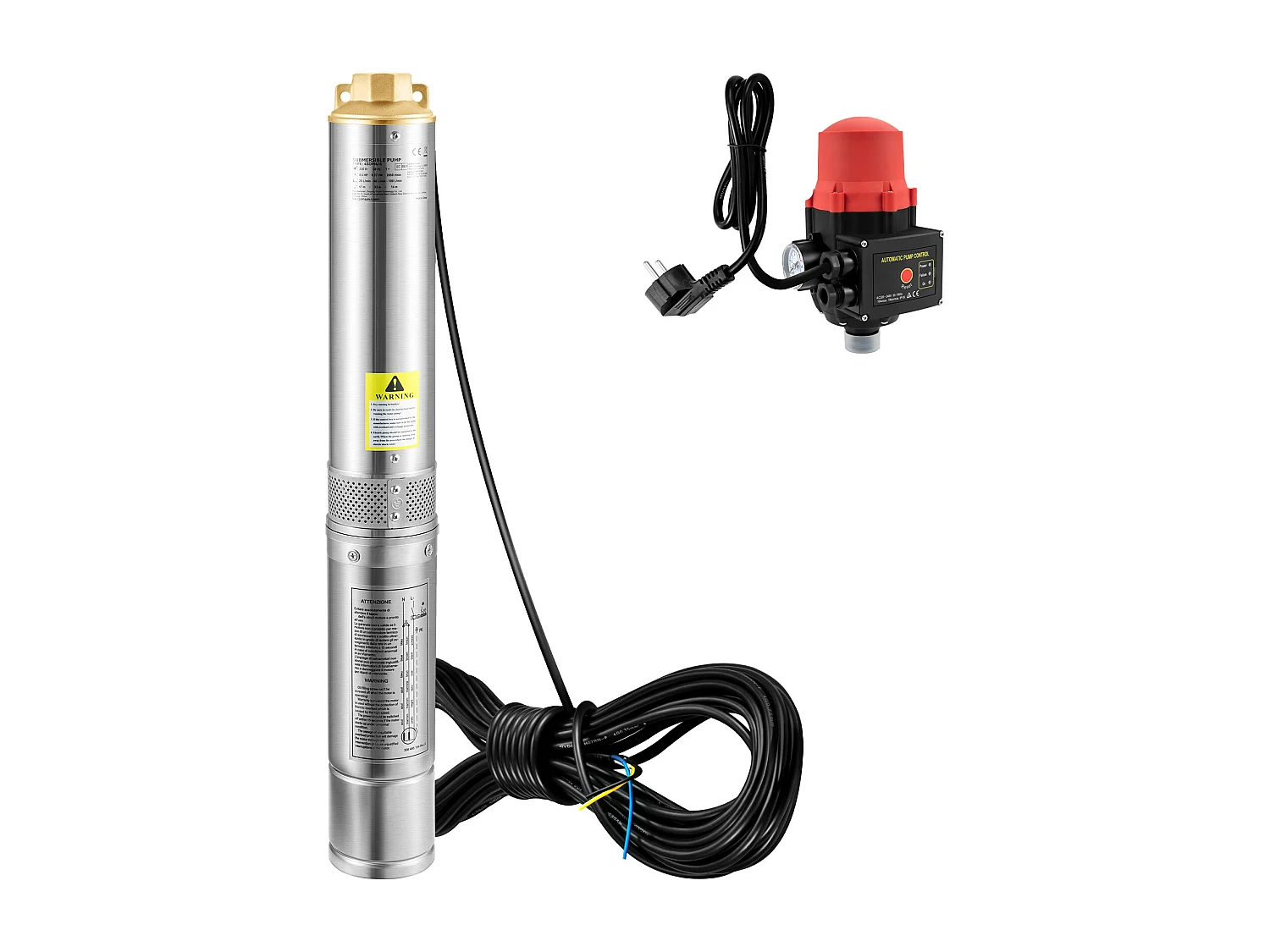 Pompe Submersible pour Forages Profonds SucceBuy, Acier Inoxydable, 750 W, 105 L/min, pour la Maison et l’Irrigation Industrielle