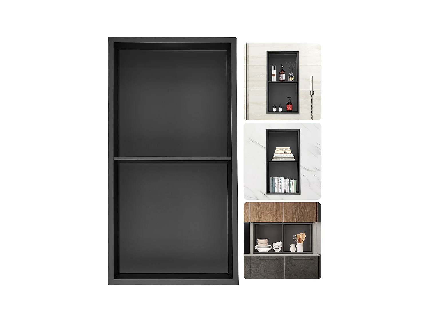 Niche de Douche Encastrable, Niche de Douche en Acier Inoxydable SucceBuy 33 x 63,5 cm Avec étagère Double à Insérer Au Mur