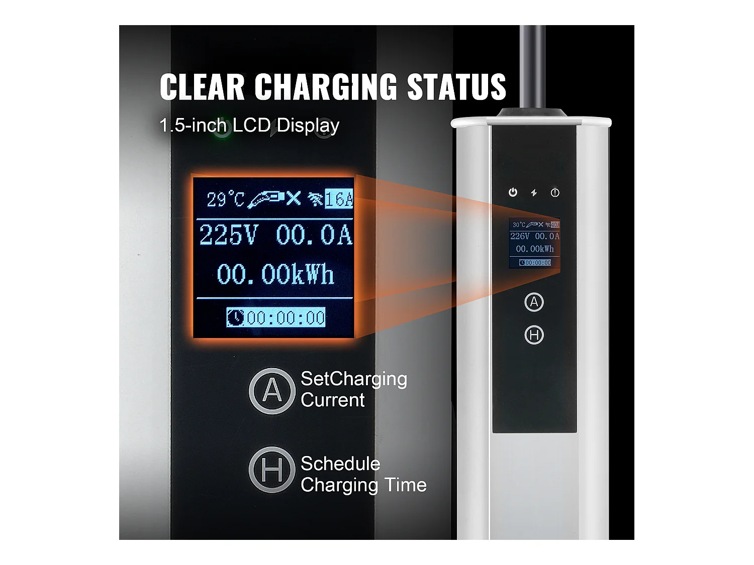 Chargeur EV Portable SucceBuy, Type 2, Câble de Charge 32 A, 230 V/400 V, Monophasé 22 kW Triphasé, Câble de Charge 7,5 m