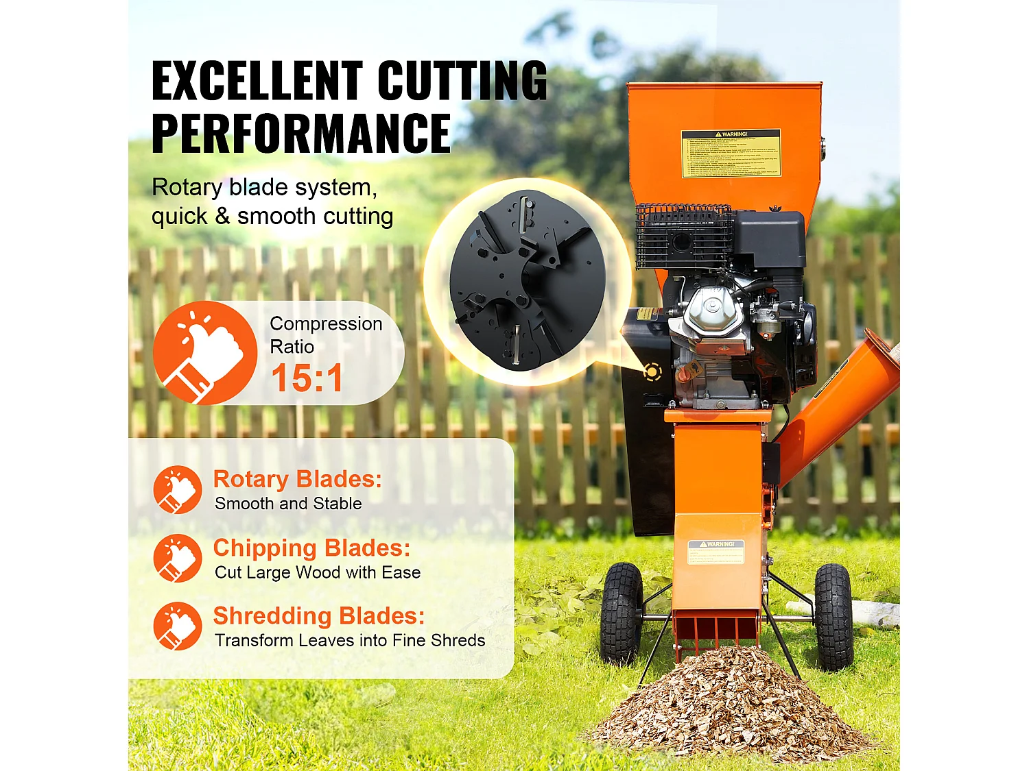 Trituradora de Madera a Gasolina SucceBuy de 12 HP, Motor de 6,7", 420 CC y 8,6 KW