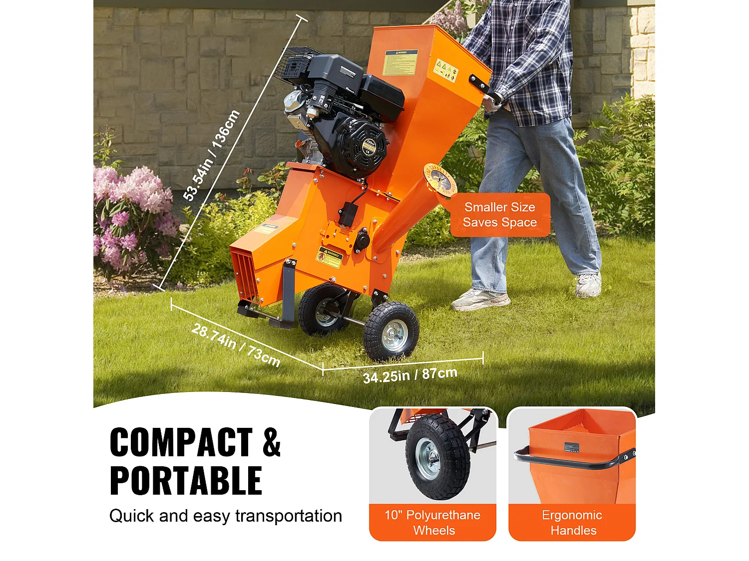 Trituradora de Madera a Gasolina SucceBuy de 12 HP, Motor de 6,7", 420 CC y 8,6 KW