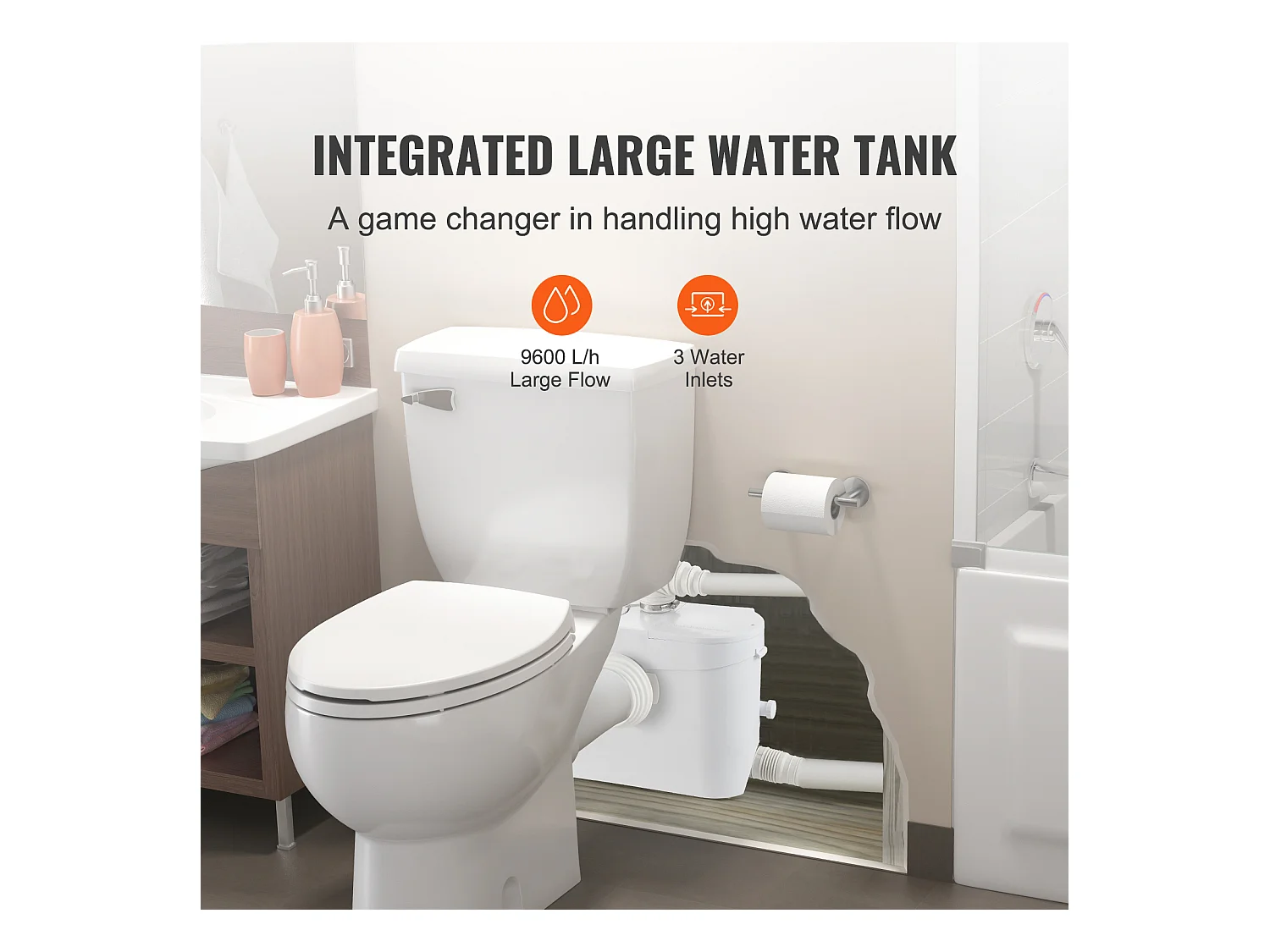 Pompe D'élimination de Broyeur SucceBuy 700 W 3 Entrées D'eau Sous-Sol Cuisine Salle de Bain