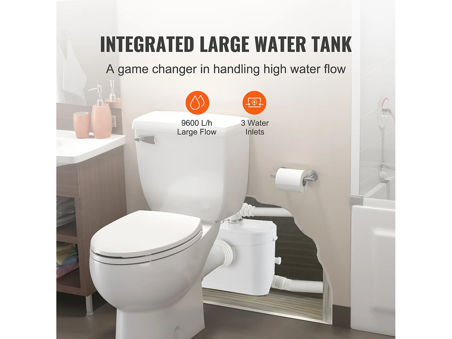 Pompe D'élimination de Broyeur SucceBuy 700 W 3 Entrées D'eau Sous-Sol Cuisine Salle de Bain