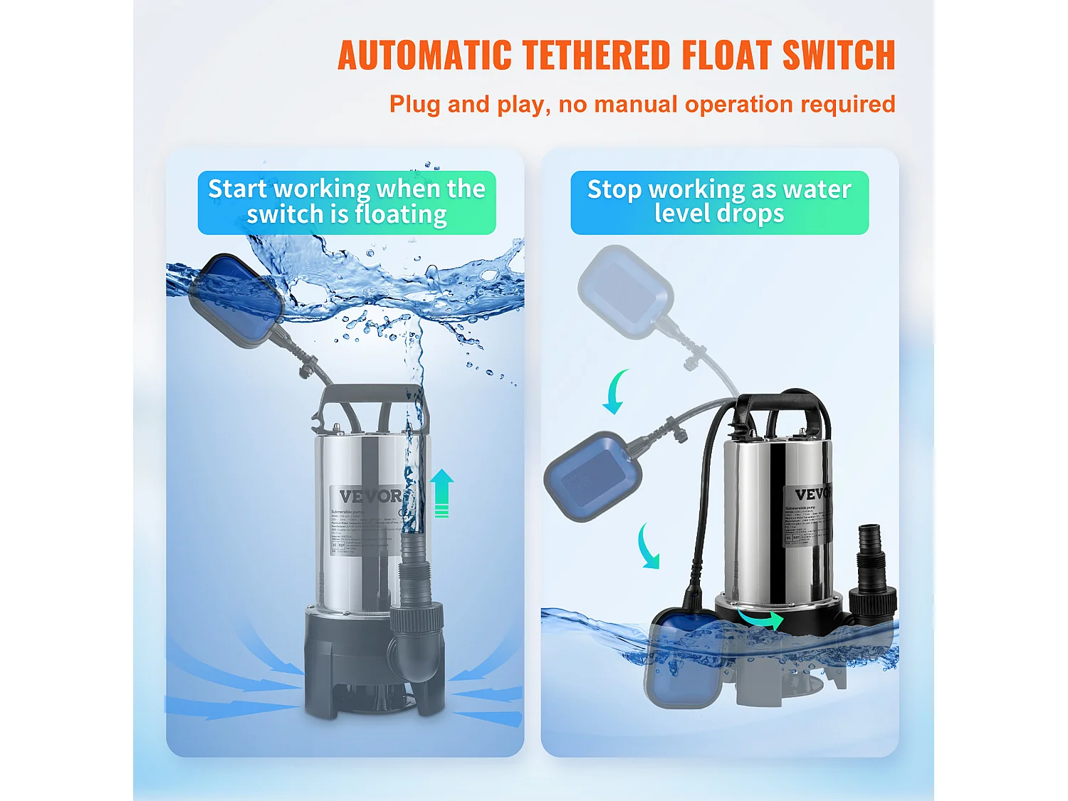 Pompe à Eau SucceBuy Sale Submersible 1100 W pour Inondations, Piscines, Jardin, Étang