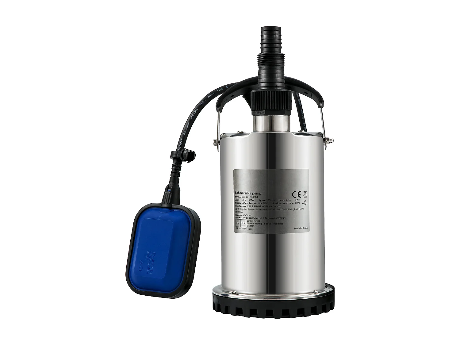 Pompe à Eau Submersible SucceBuy, 550 W, Eau Propre pour Inondations, Piscines, Jardins