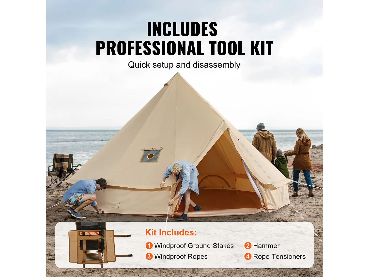 Tente Cloche en Toile SucceBuy 3 M/9,8 Pi, 4 Saisons avec Prise pour Poêle, Camping