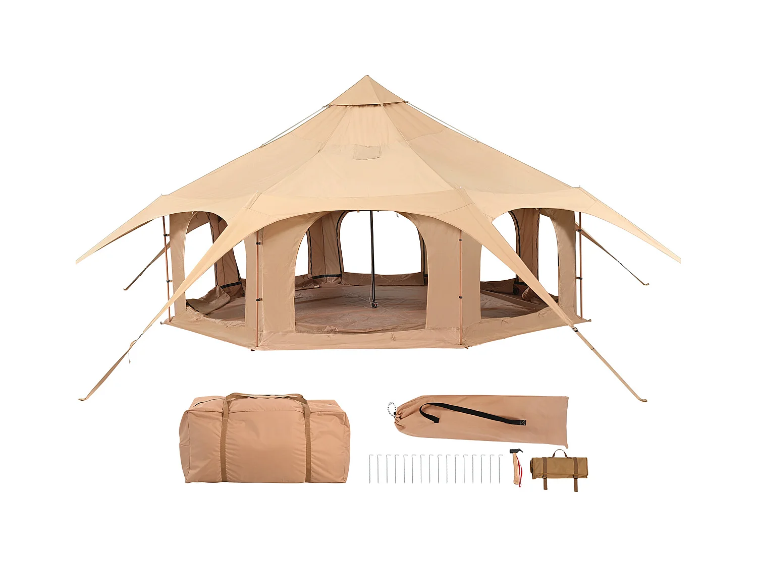 Tente Cloche en Toile SucceBuy 5 M/16,4 Pi, Tente/Tonnelle de Camping 4 Saisons avec Prise pour Poêle