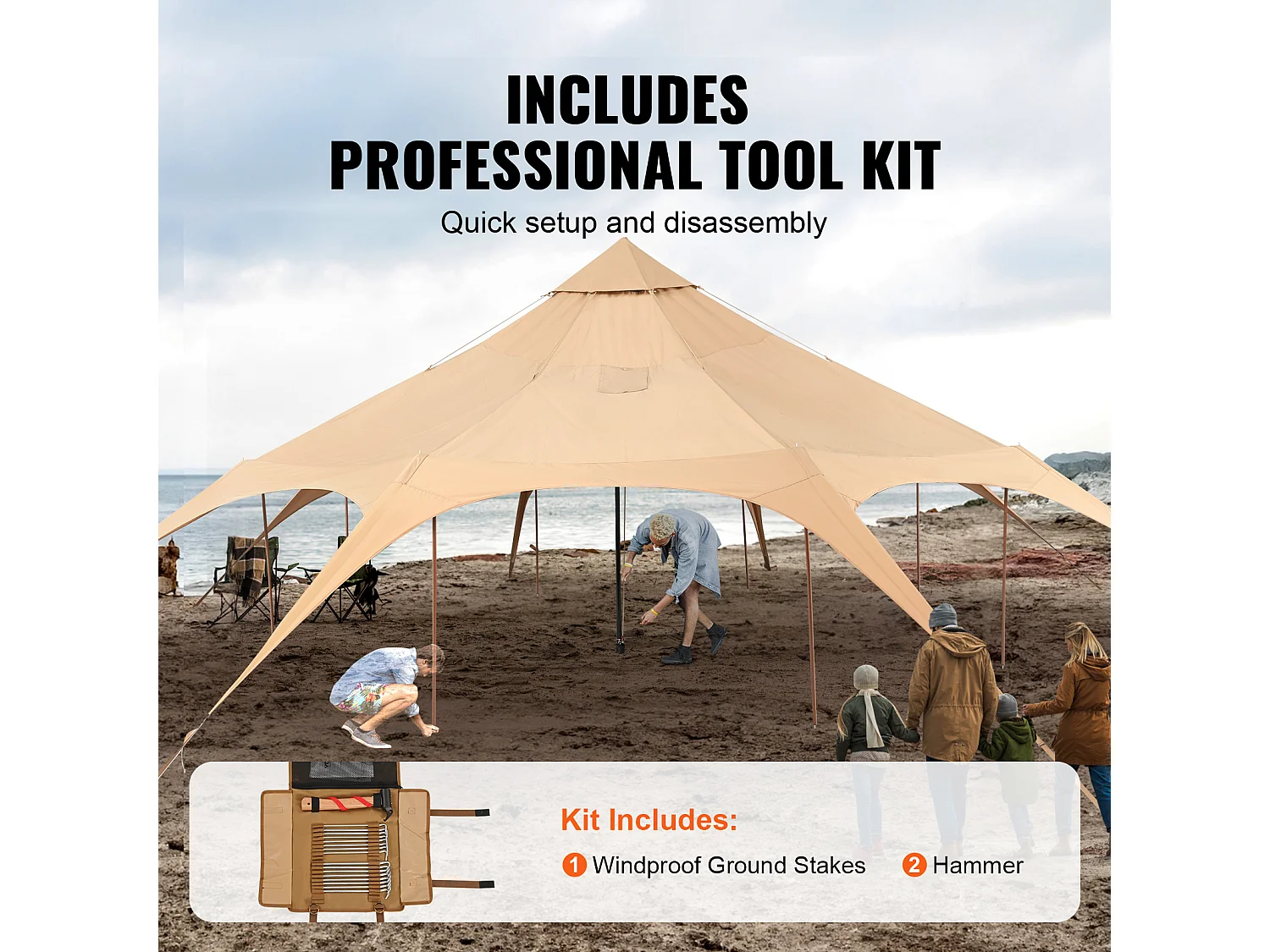 Tente Cloche en Toile SucceBuy 5 M/16,4 Pi, Tente/Tonnelle de Camping 4 Saisons avec Prise pour Poêle