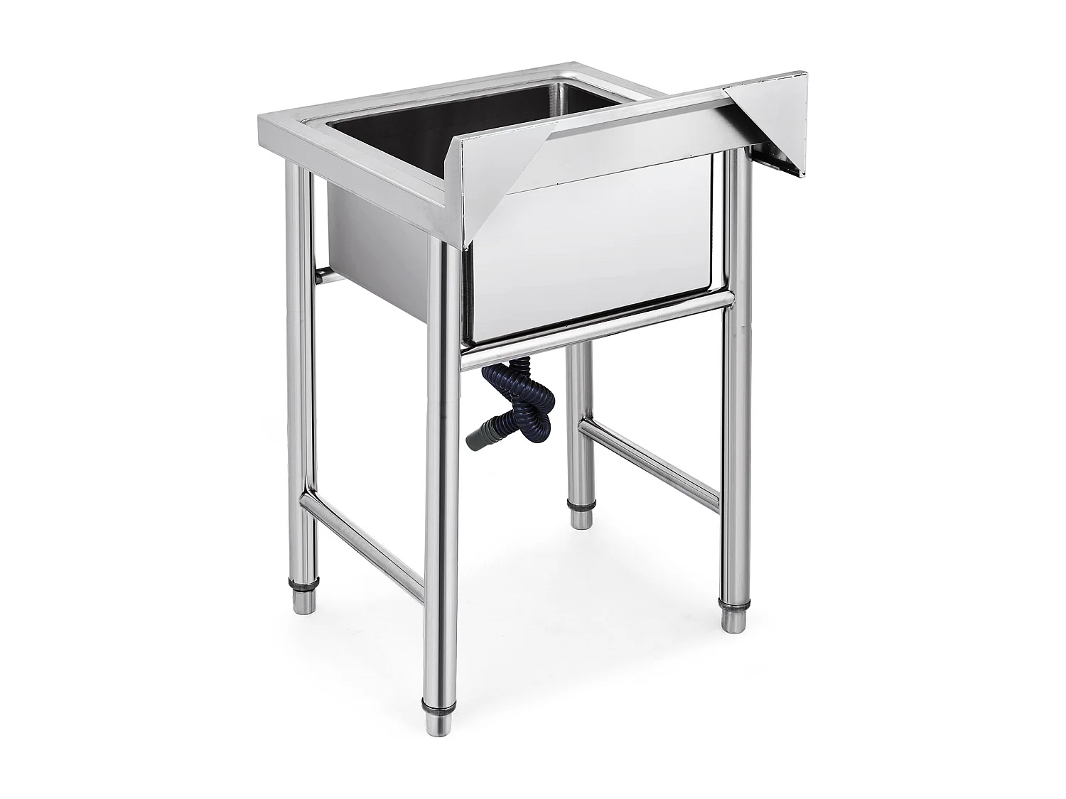 Évier en Acier Inoxydable à 1 Compartiment SucceBuy, 93x61x60cm, pour Faire la Plonge Cuisine de Restaurants, Salle de Bain, Garages