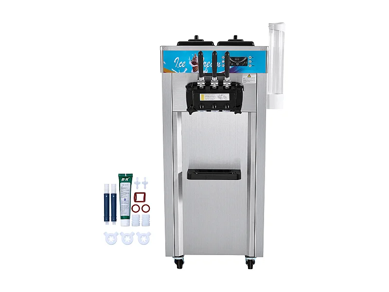 Commerciële zachte IJscrememachine SucceBuy, 21 - 31 L/H, 1500 W, 3 Smaken, 2x5,5 L, voor Yoghurt, Café en Snack-Bar