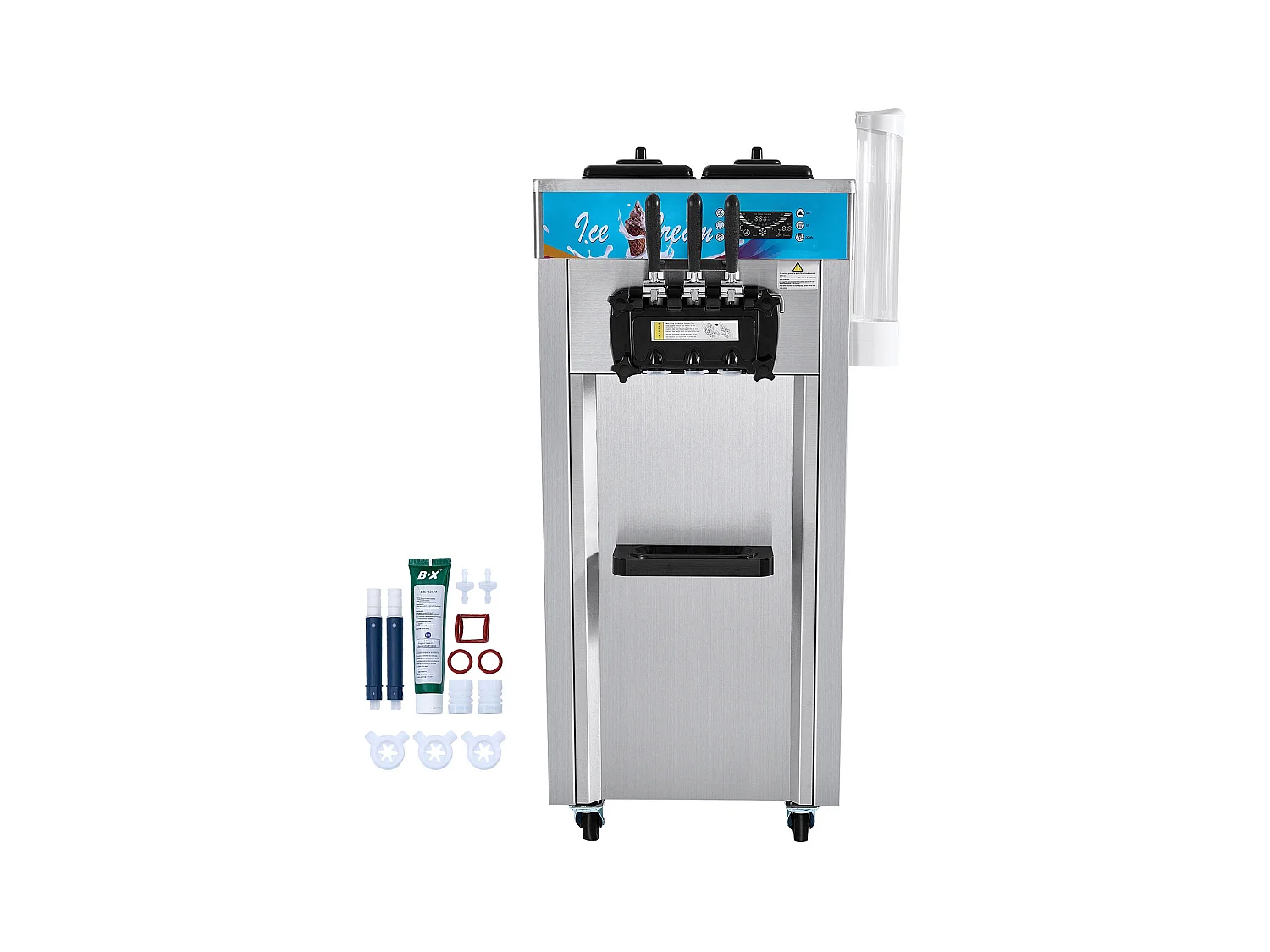 Machine à Crème Glacée Molle Commerciale SucceBuy, 21 - 31 L/H, 1500 W, 3 Saveurs, 2x5,5 L, pour Yaourt, Café et Snack-Bar