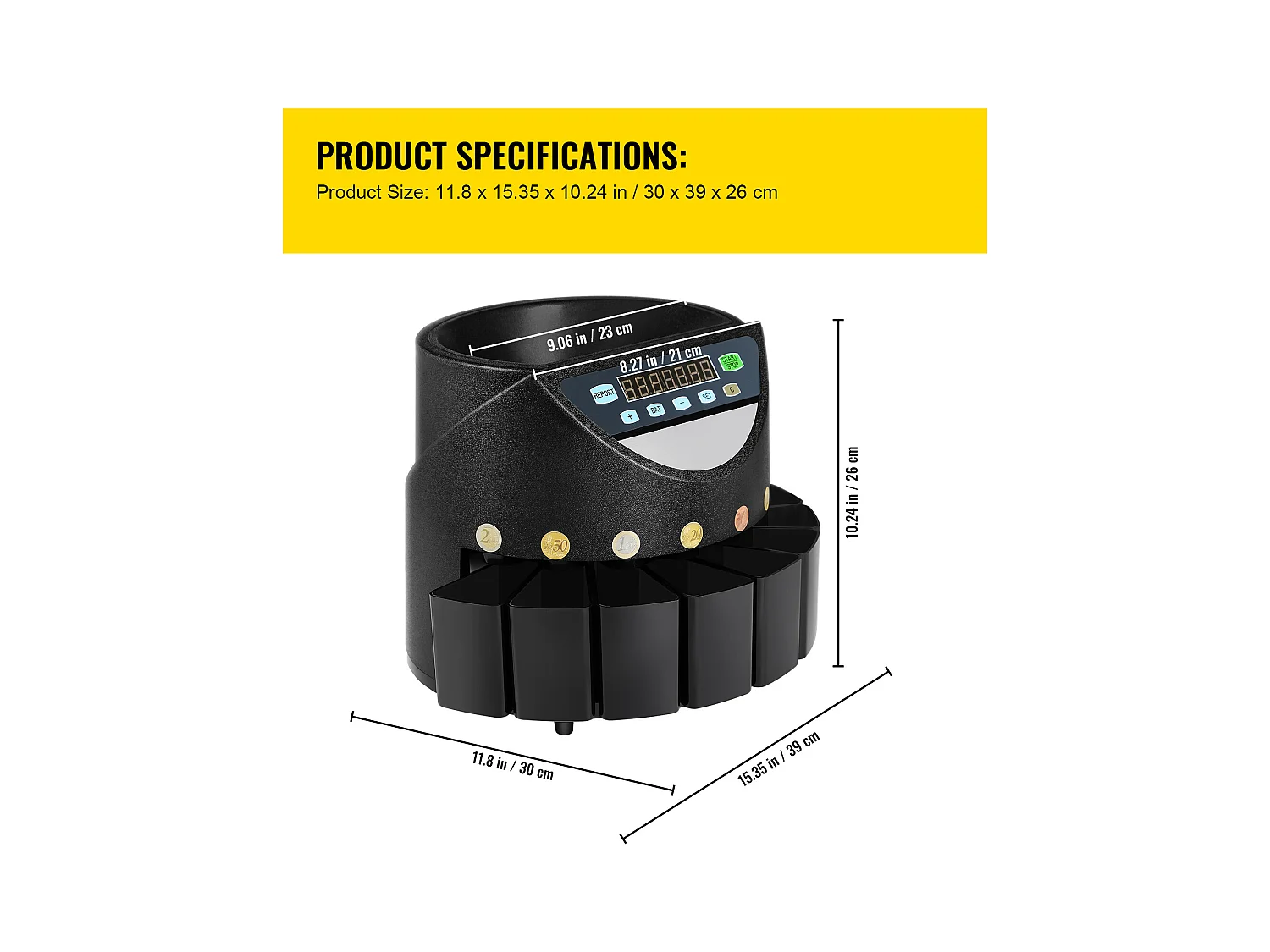 Clasificadora Automática SucceBuy de Monedas de Euros, 220 V / 50 Hz, Clasificador de Monedas Aproximadamente 300 Monedas / Min, con 8 Cajas de Recogida