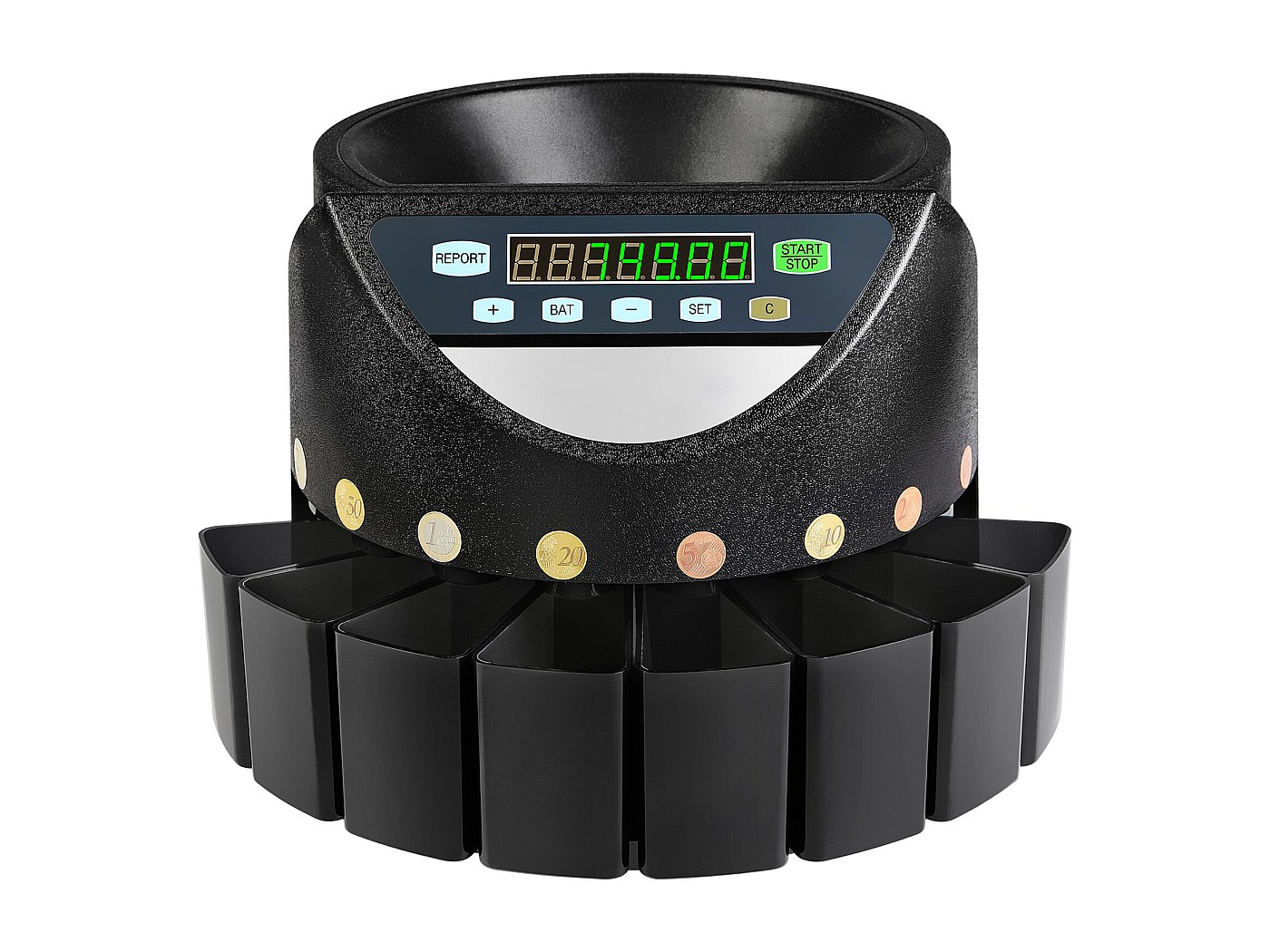 Organizador De Monedas De Euro PrimeMatik - Bandeja Clasificadora Con Columnas Graduadas, 305x145x18 Mm