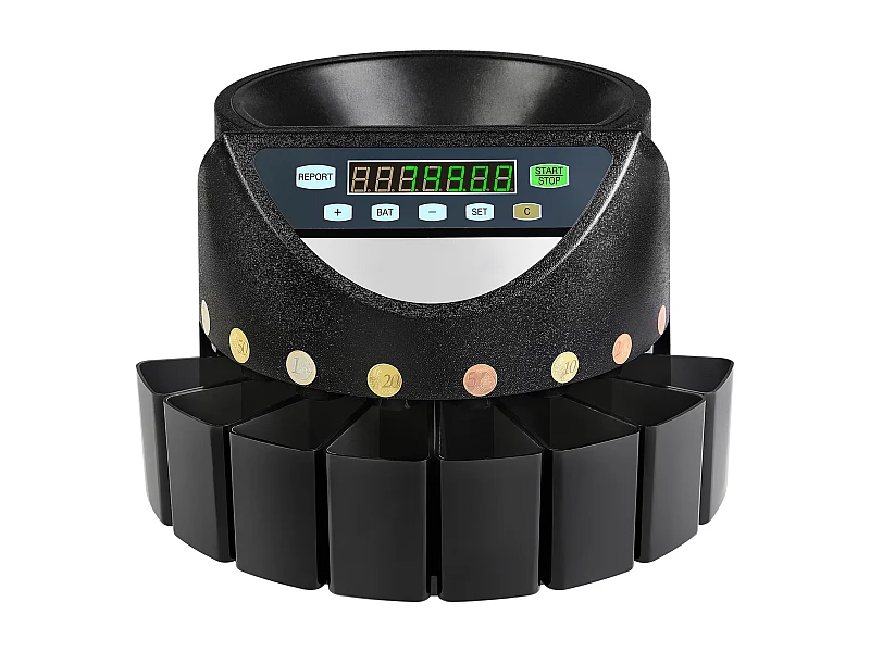 Classificatore Automatico SucceBuy di Monete Euro, 220 V / 50 Hz, Classificatore di Monete Circa 300 Monete / Min, con 8 Scatole di Raccolta