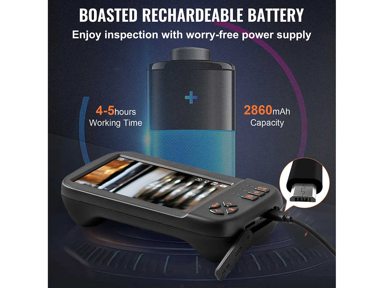 Endoskopkamera SucceBuy, 4,5 Zoll IPS-Dreifachobjektiv-Endoskop-Inspektionskamera