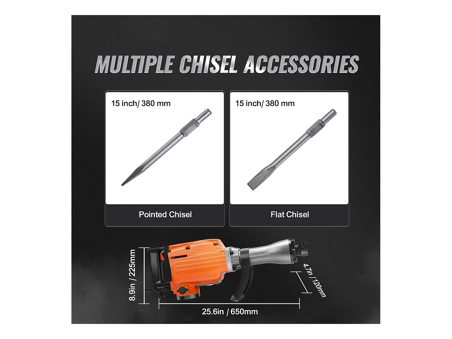 Marteau Piqueur de Démolition SucceBuy Marteau Piqueur de Démolition 2200W Brise-Béton Électrique 2 Burins