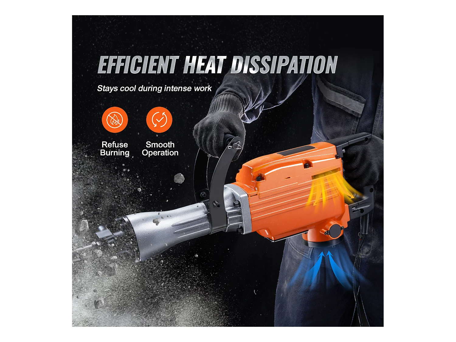 Marteau Piqueur de Démolition SucceBuy Marteau Piqueur de Démolition 2200W Brise-Béton Électrique 2 Burins