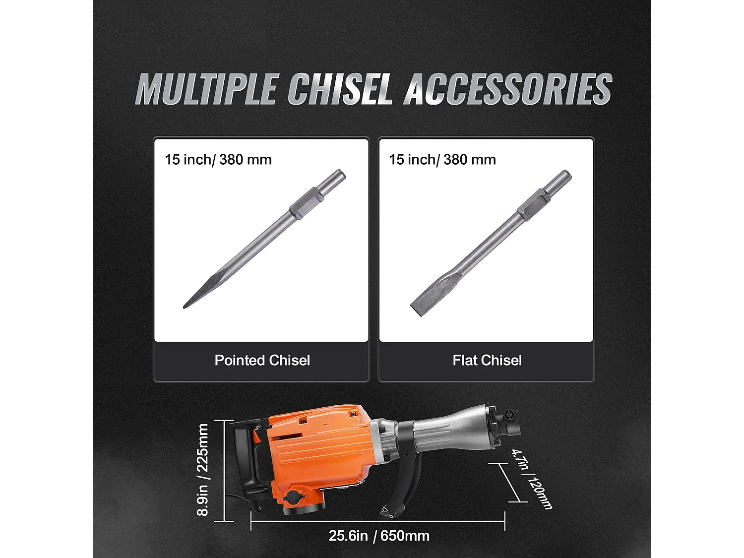 Marteau Piqueur de Démolition SucceBuy Marteau Piqueur de Démolition 2200W Brise-Béton Électrique 2 Burins