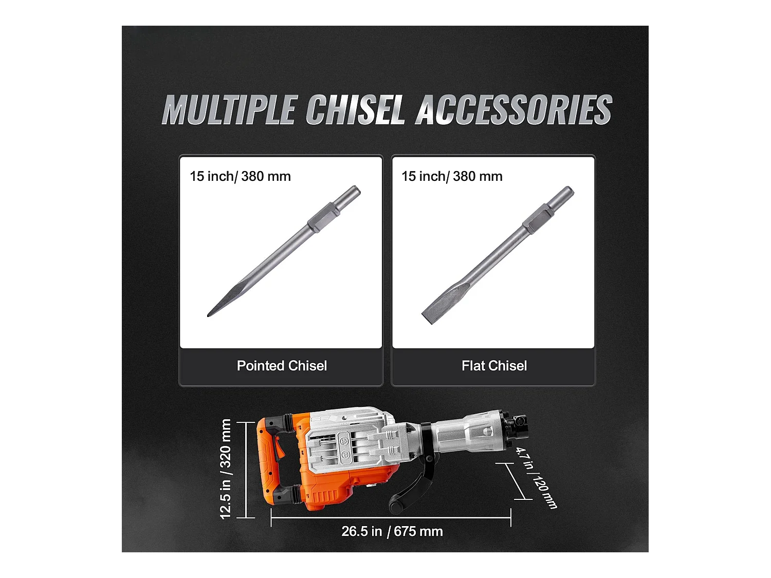 Marteau Piqueur de Démolition SucceBuy Marteau Piqueur de Démolition 3500W Brise-béton Électrique avec 2 Burins