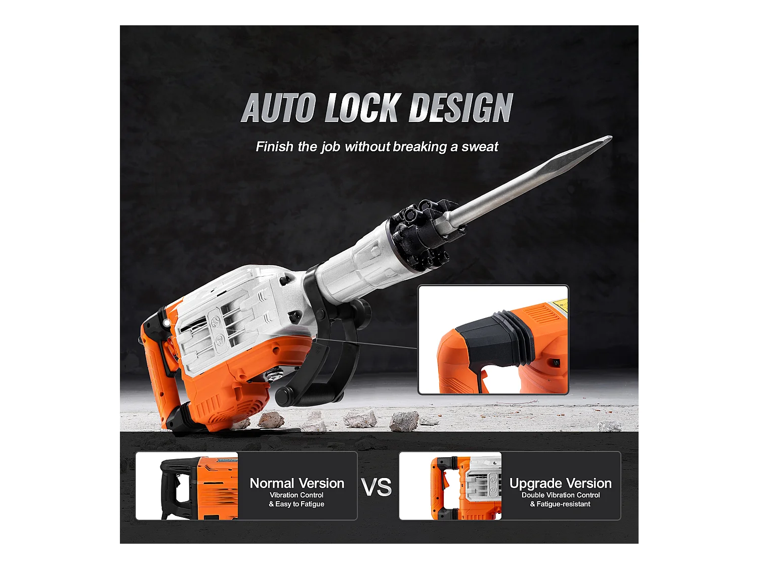 Marteau Piqueur de Démolition SucceBuy Marteau Piqueur de Démolition 3500W Brise-béton Électrique avec 2 Burins