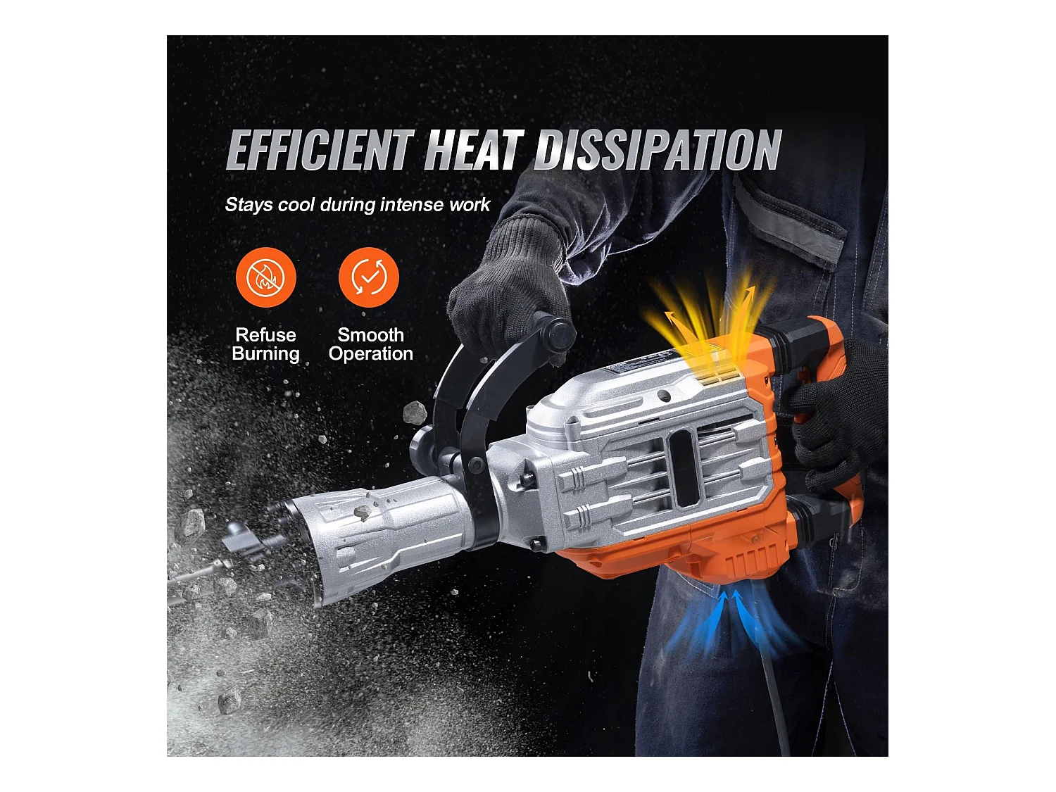 Marteau Piqueur de Démolition SucceBuy Marteau Piqueur de Démolition 3500W Brise-béton Électrique avec 2 Burins