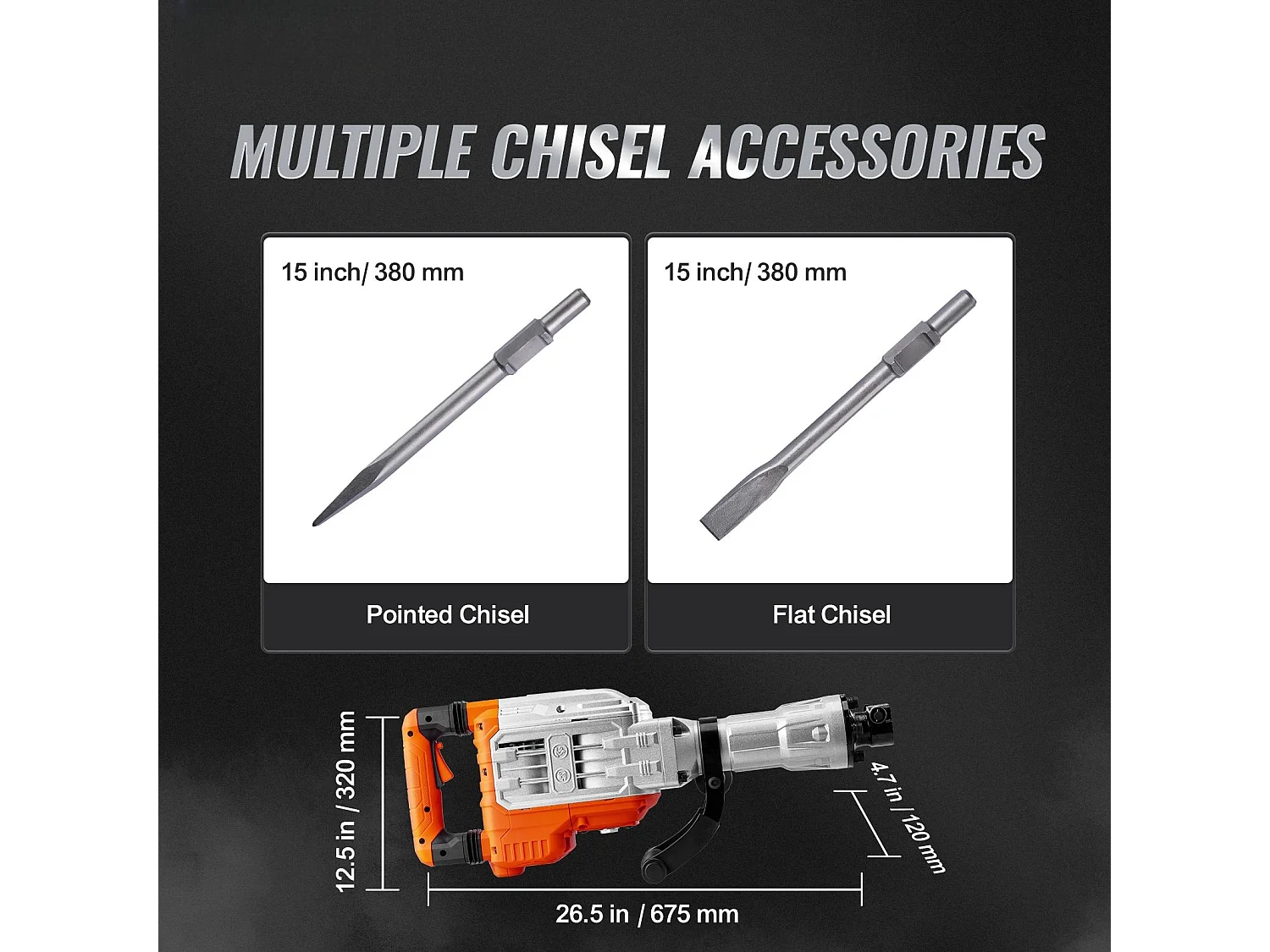 Marteau Piqueur de Démolition SucceBuy Marteau Piqueur de Démolition 3500W Brise-béton Électrique avec 2 Burins