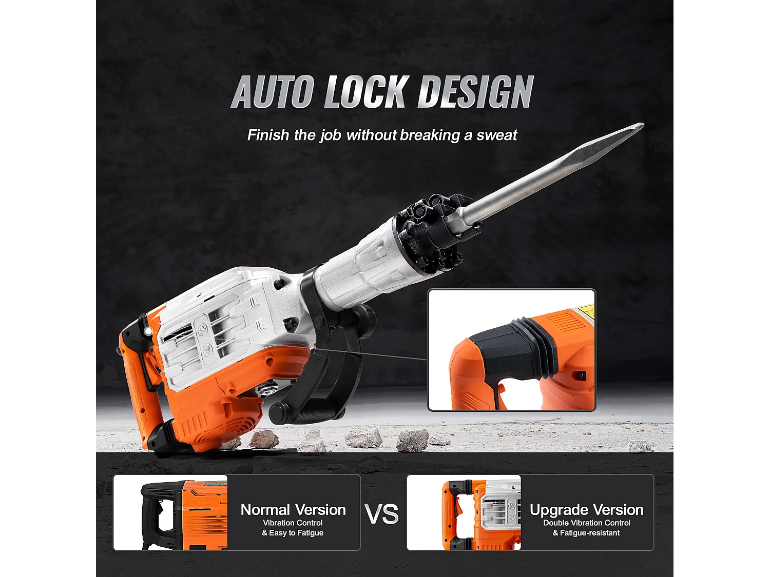 Marteau Piqueur de Démolition SucceBuy Marteau Piqueur de Démolition 3500W Brise-béton Électrique avec 2 Burins