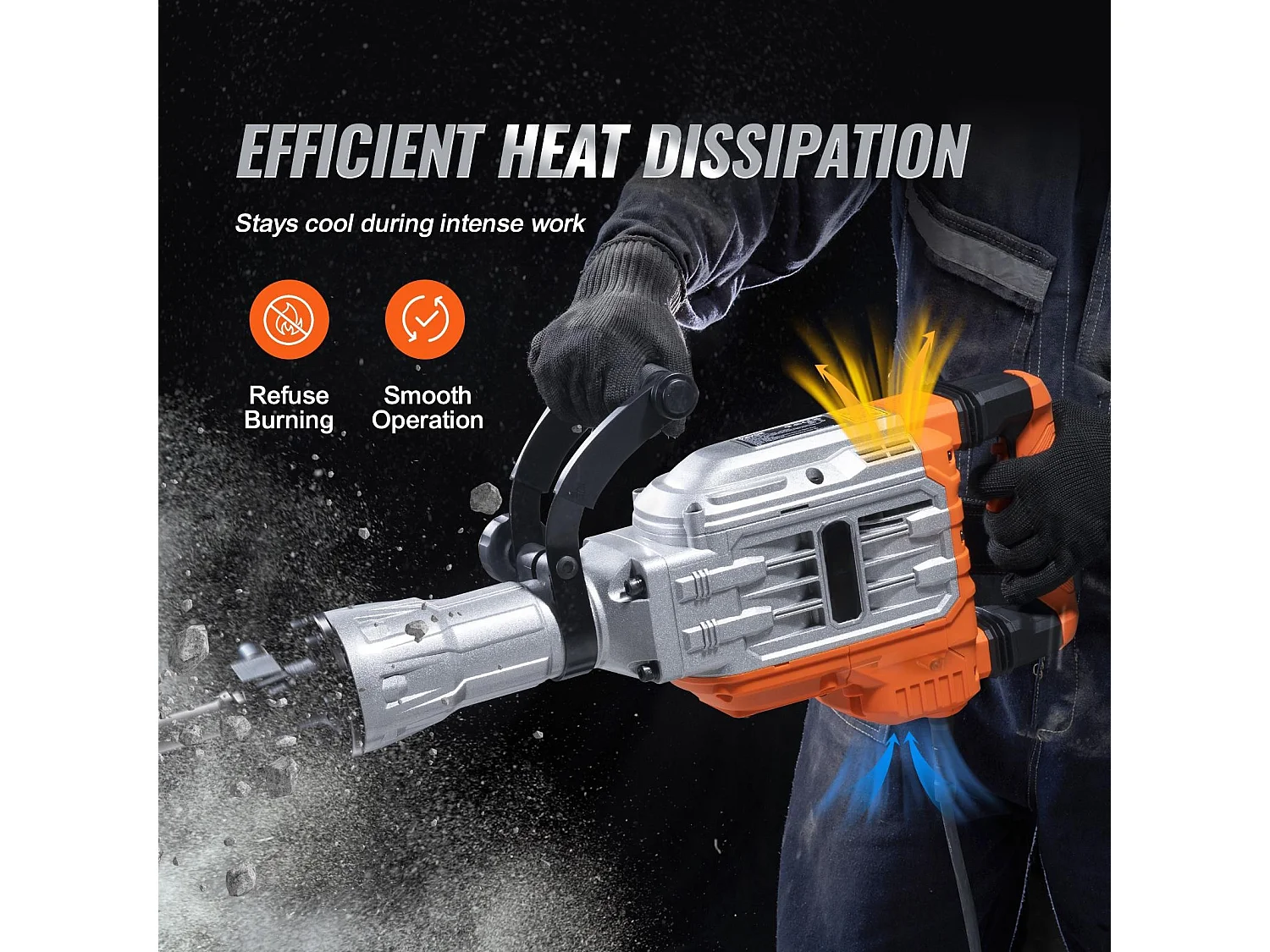 Marteau Piqueur de Démolition SucceBuy Marteau Piqueur de Démolition 3500W Brise-béton Électrique avec 2 Burins