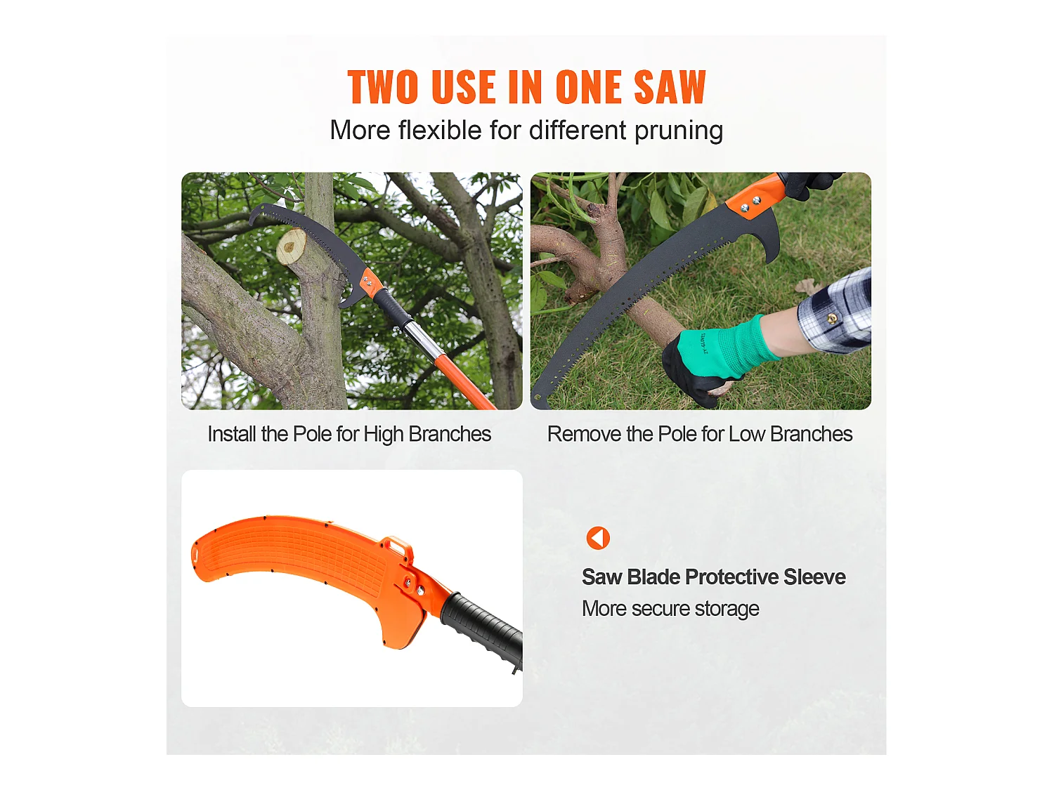 Scie Manuelle pour Perche SucceBuy, Élagueur Extensible, 2-8m, Perche en Fibre de Verre, Couteau à Crochet