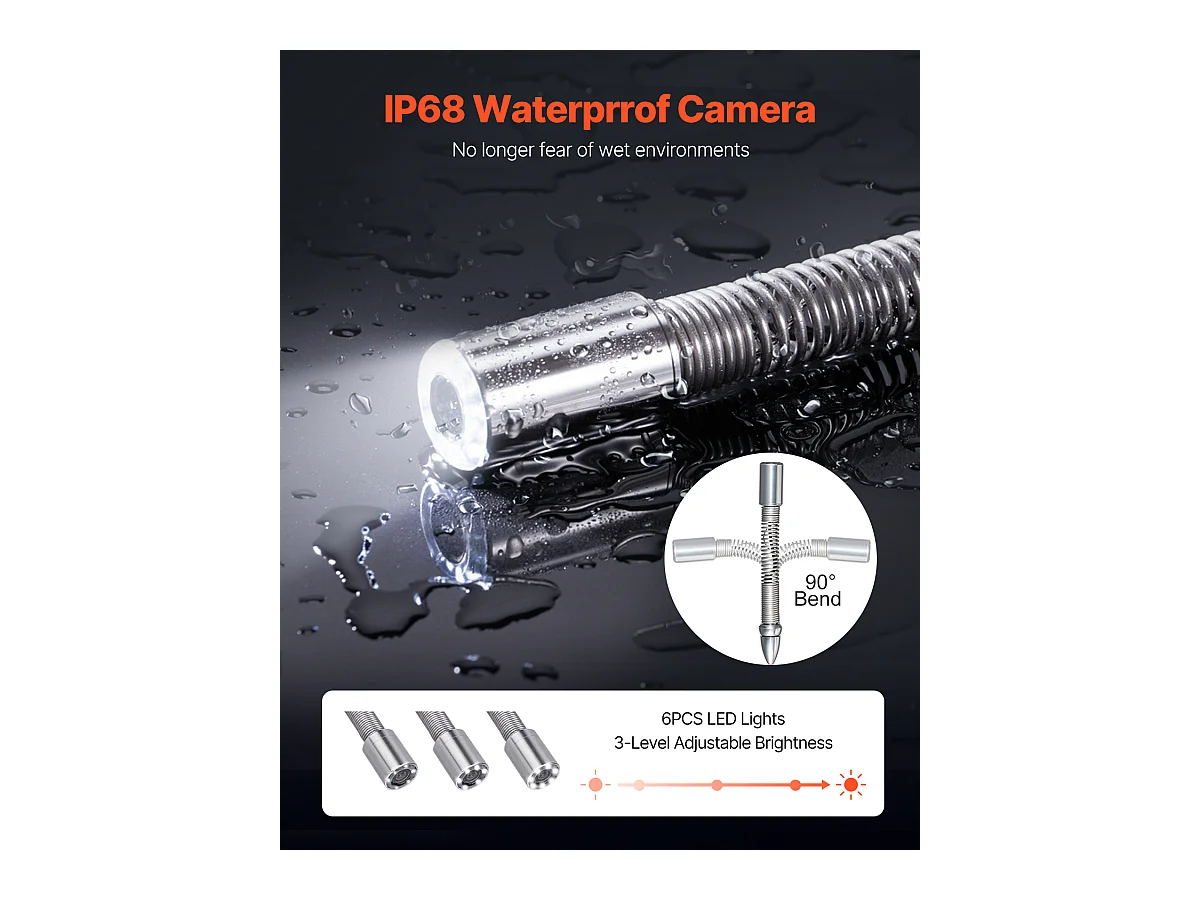 Caméra SucceBuy Caméra D'égout 30 M 4,3 Pouces avec 6 LED Réglables Carte 16 Go