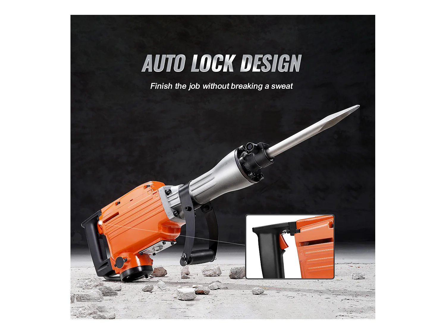 Marteau Piqueur de Démolition SucceBuy Marteau Piqueur de Démolition 2200W Brise-béton Électrique avec 4 Burins