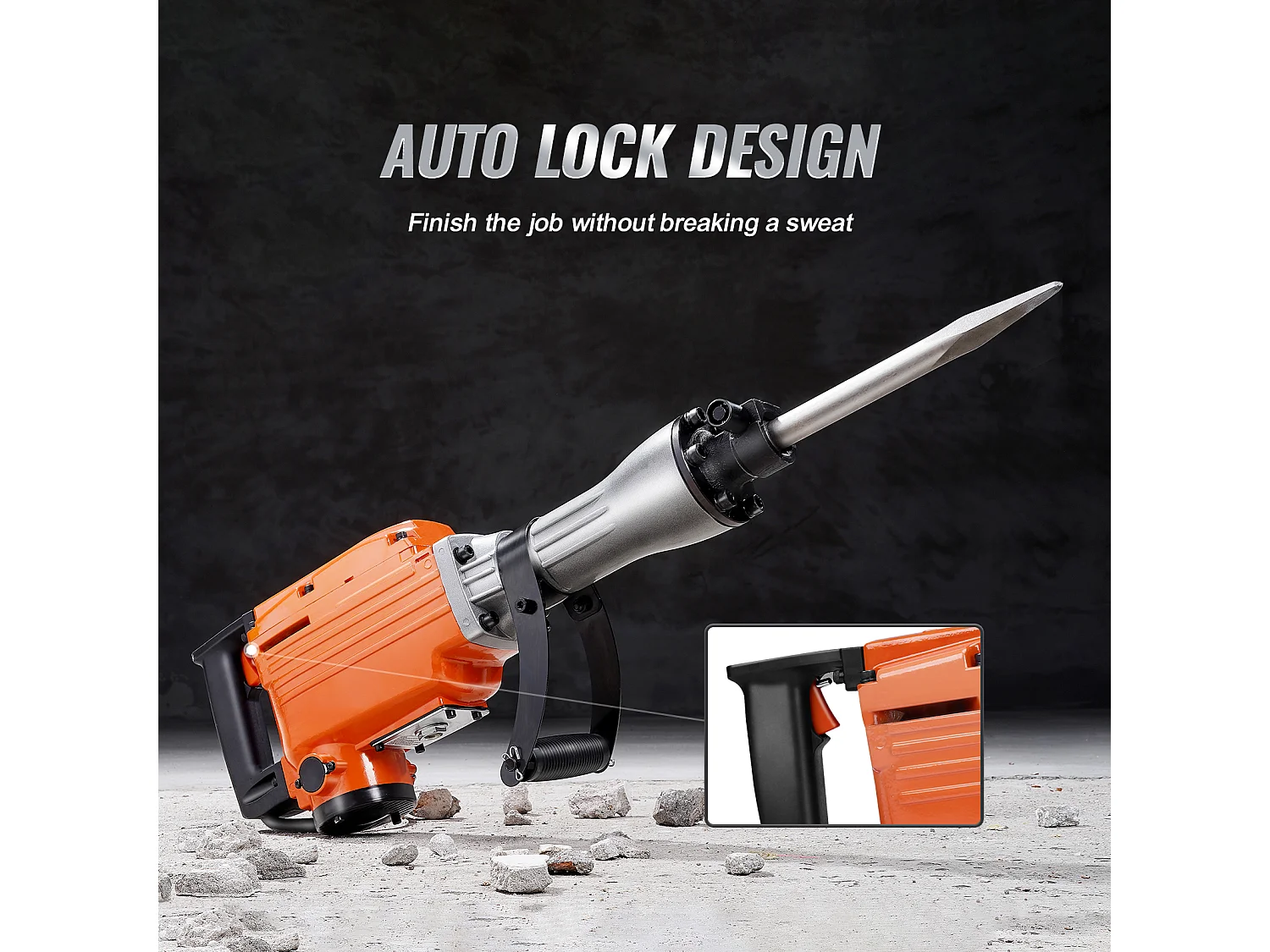 Marteau Piqueur de Démolition SucceBuy Marteau Piqueur de Démolition 2200W Brise-béton Électrique avec 4 Burins