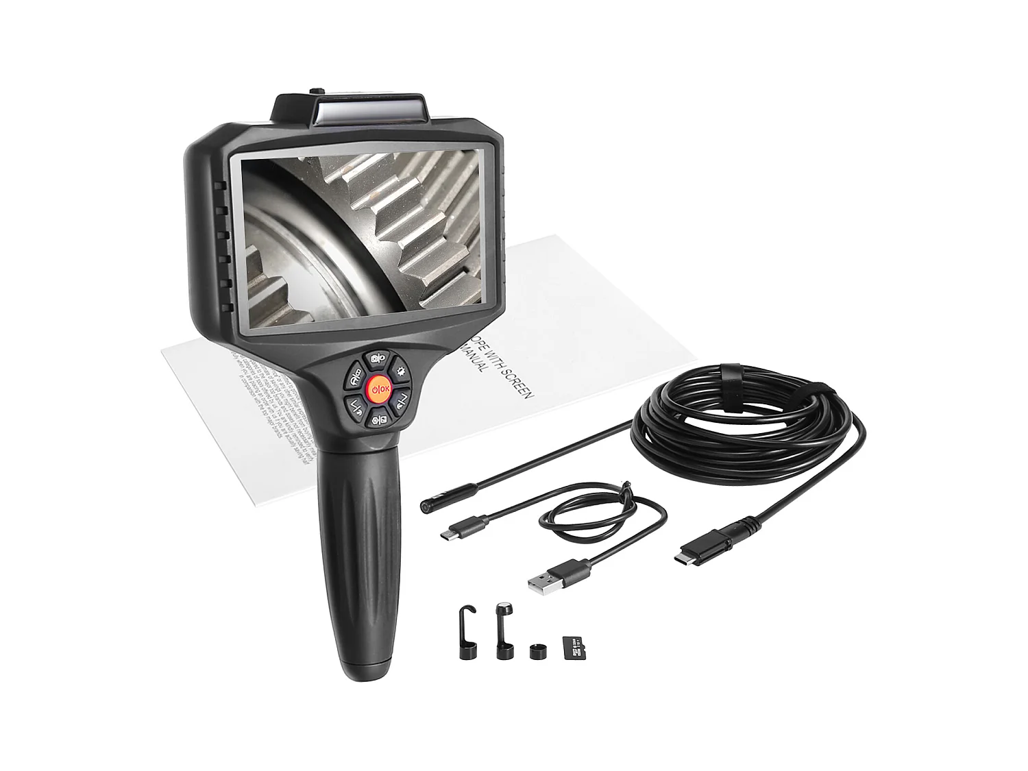Caméra Endoscopique SucceBuy, Triple Objectif, Écran Partagé IPS 5", Zoom 8x, 10 Lumières LED