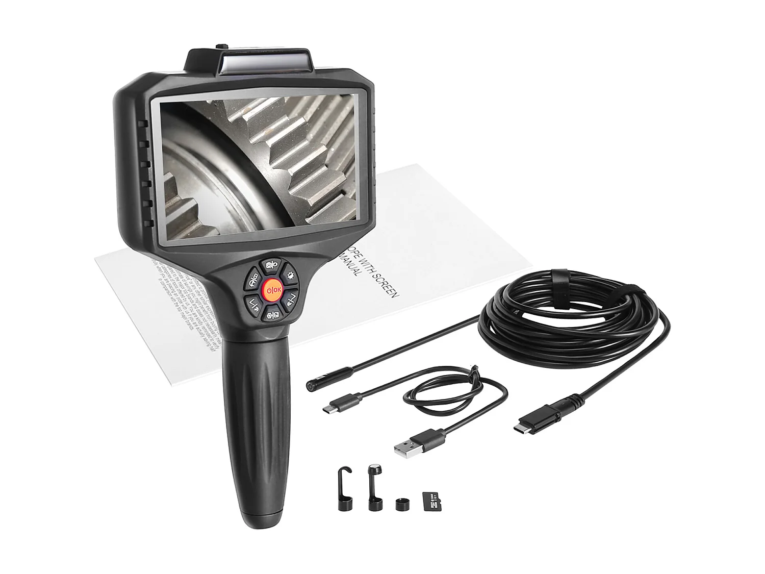 Caméra Endoscopique SucceBuy, Triple Objectif, Écran Partagé IPS 5", Zoom 8x, 10 Lumières LED