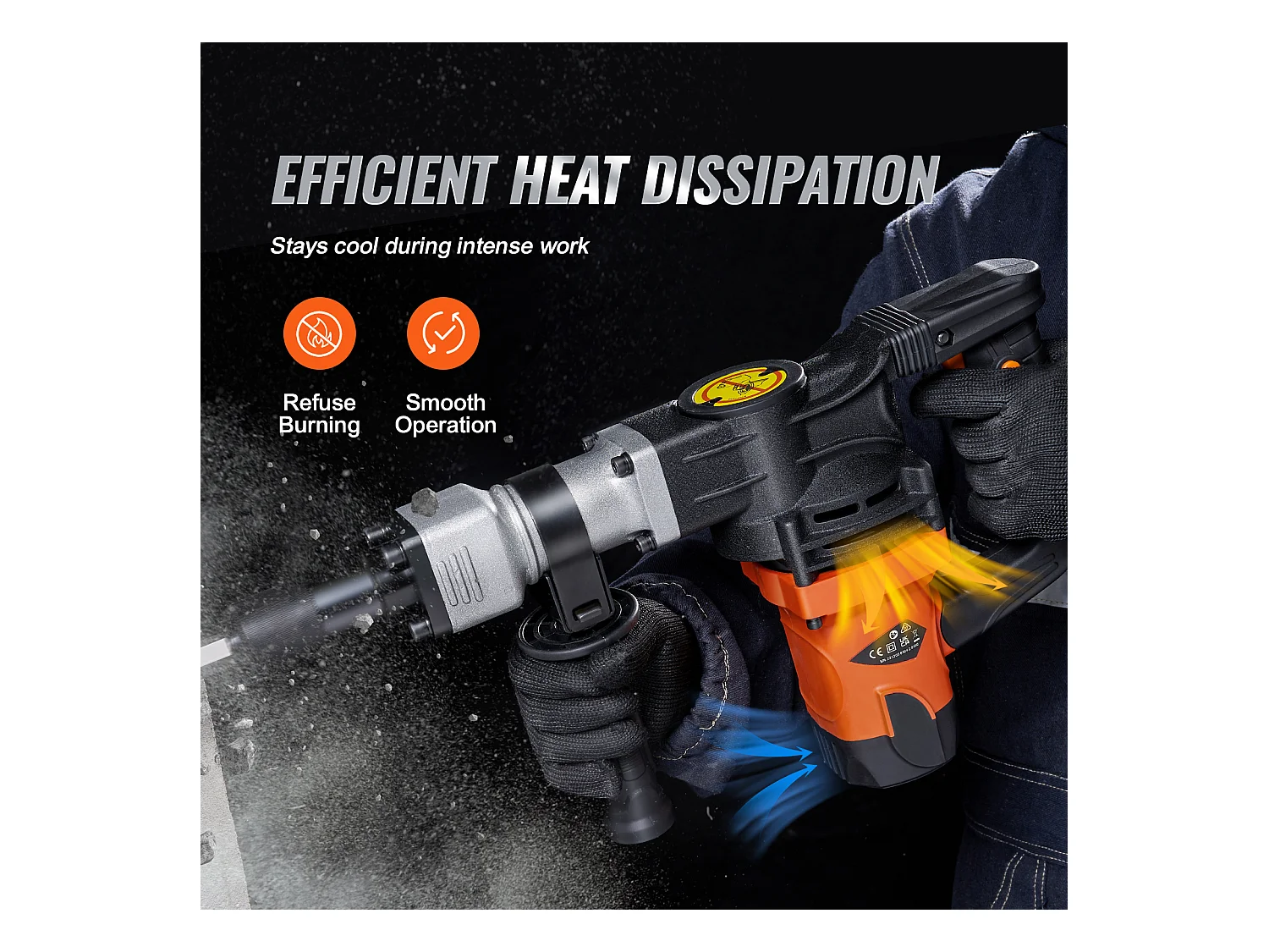 Marteau Piqueur de Démolition SucceBuy Marteau Piqueur de Démolition 1400W Brise Béton Électrique 2 Burins