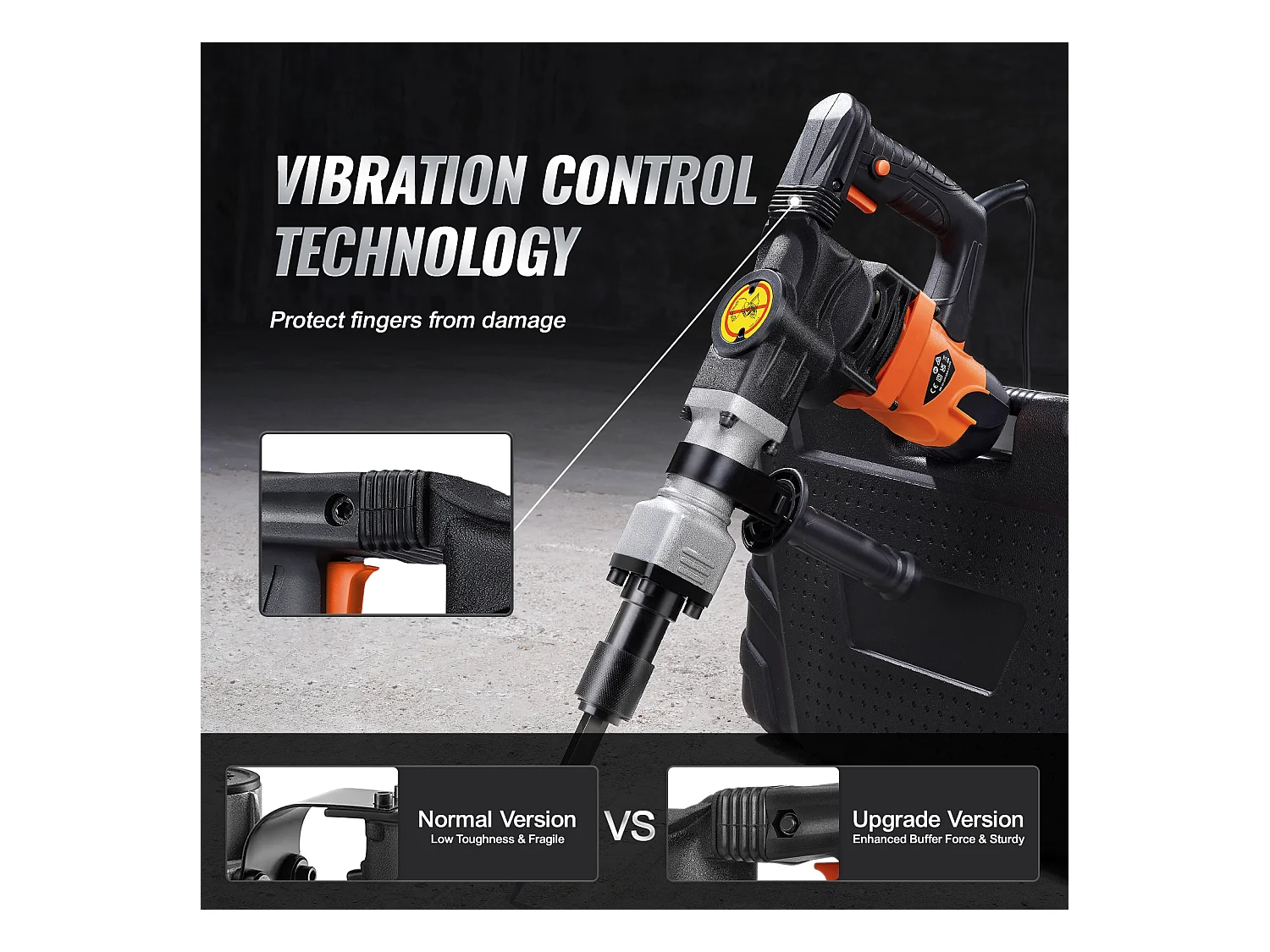 Marteau Piqueur de Démolition SucceBuy Marteau Piqueur de Démolition 1400W Brise Béton Électrique 2 Burins