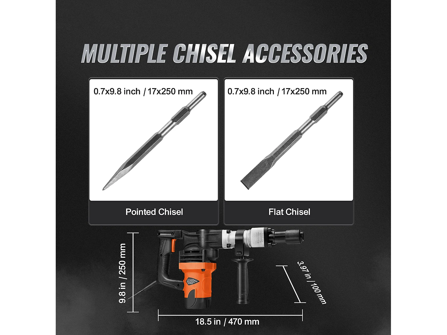 Marteau Piqueur de Démolition SucceBuy Marteau Piqueur de Démolition 1400W Brise Béton Électrique 2 Burins