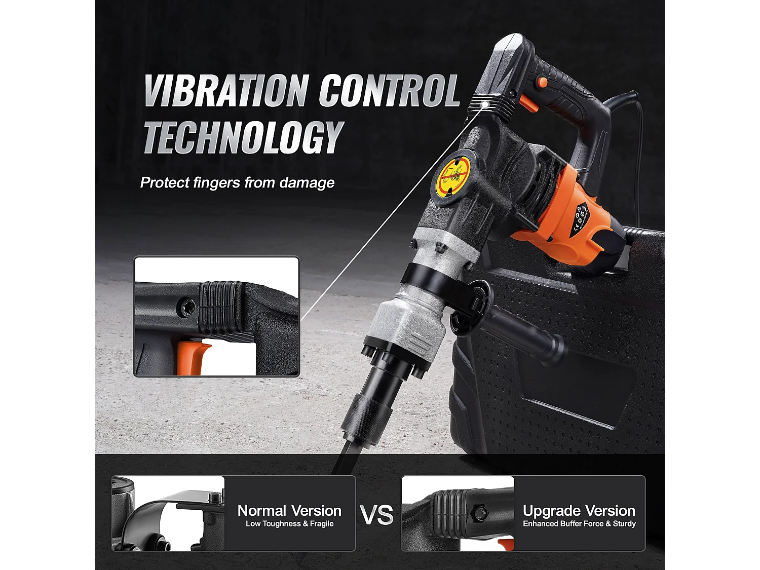 Marteau Piqueur de Démolition SucceBuy Marteau Piqueur de Démolition 1400W Brise Béton Électrique 2 Burins